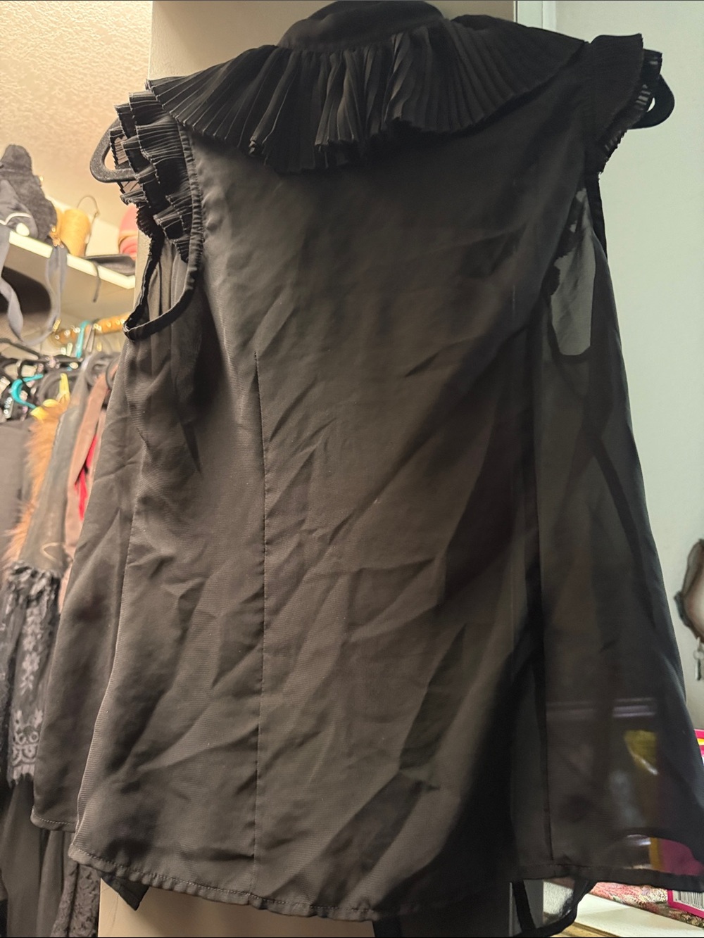 Forever 21 Black Pleated Ruffle Collar Blouse - Picture 3 of 3